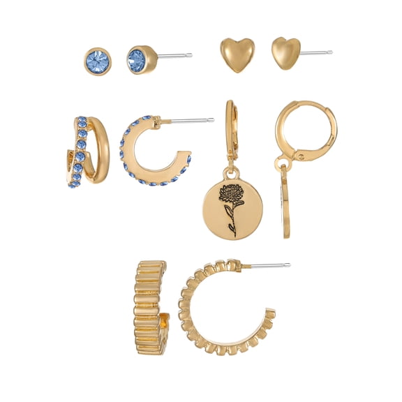Time and Tru September Aster Earring Pack Goldtone
