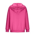 thumbnail image 6 of Feancey Women's Zip Up Hoodies Comfy Knitted Cotton Long Sleeve Hooded Jacket Fall Fashion Tunic Sweatshirt Jackets with Pockets Hot Pink L, 6 of 7