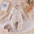 thumbnail image 2 of 3-6 Months Preemie Baby Girl Fall Winter Outfits Clothes Knit Jumpsuit Ruffle Romper Outfit For Baby Girl | Baby Girl Outfits Fall Winter Clothes Newborn Cotton Button Climbing Suit, 2 of 9