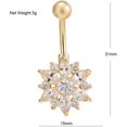 thumbnail image 2 of CZ Flower Belly Button Ring - Surgical Steel Vibrant Rhinestone Flower Navel Rings Plated in 18k Gold - Diamond Short Chrysanthemum Belly Piercing Jewelry - -, 2 of 6