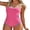 Pink, variant on Ribbed One Piece Color Blocked Swimsuits for Womens Slimming Swimwears Tummy Control Swimming Suits Monokini Bathing Suits