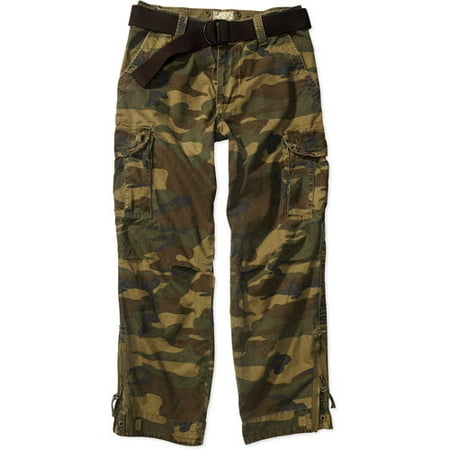 No Boundaries - Men's Cargo Pants with Canvas Belt - Walmart.com