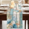 thumbnail image 3 of Table Runners 120 Inches Long Dress Scarves, Teal Brown Beach Coastal Farmhouse Coffee/Dining/Kitchen Table Runner for Living Room, Summer Nautical Coral Shell Botanical Vintage 13x120 Inch, 3 of 9