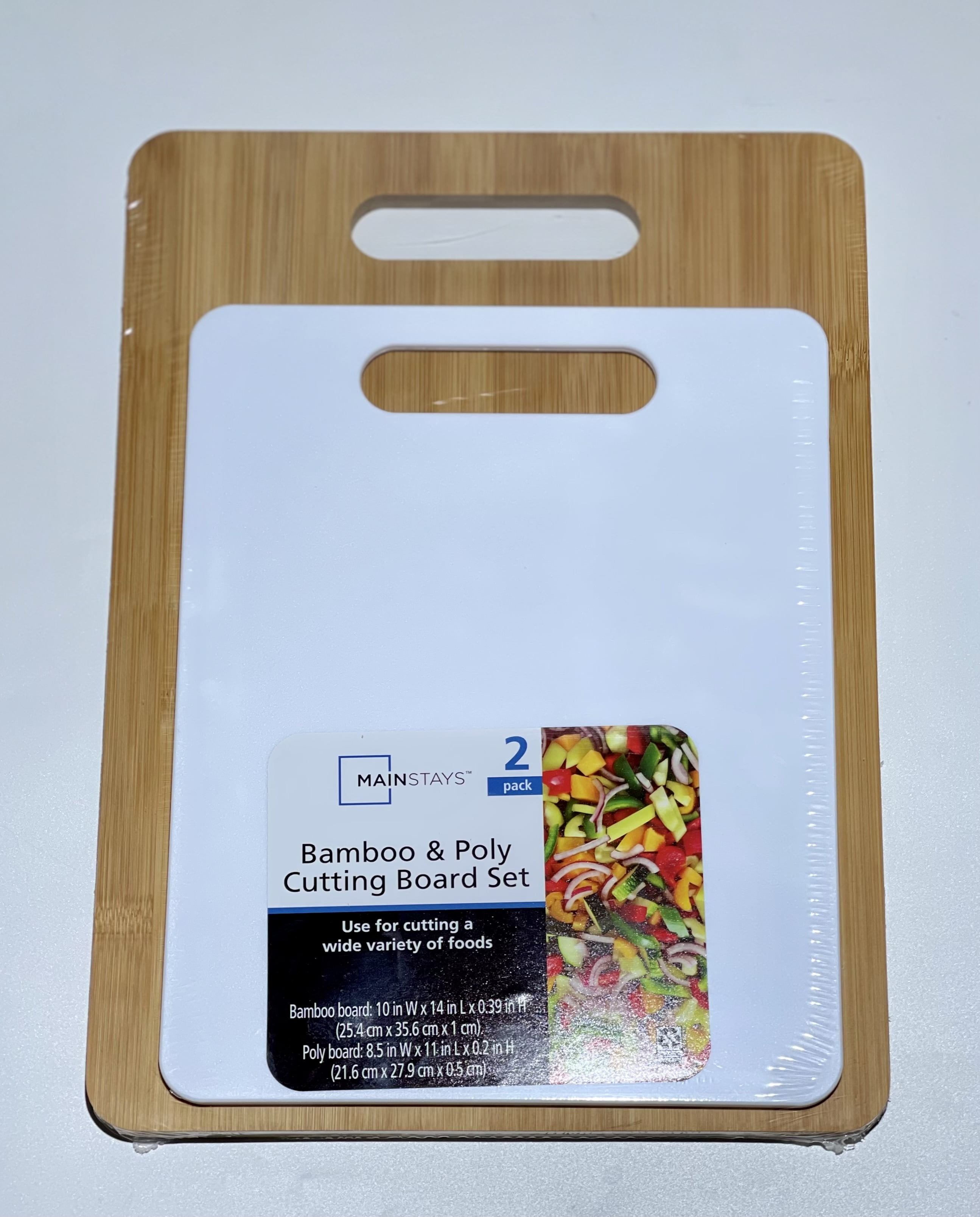 Mainstays cutting boards set 100 bamboo and health care plastic