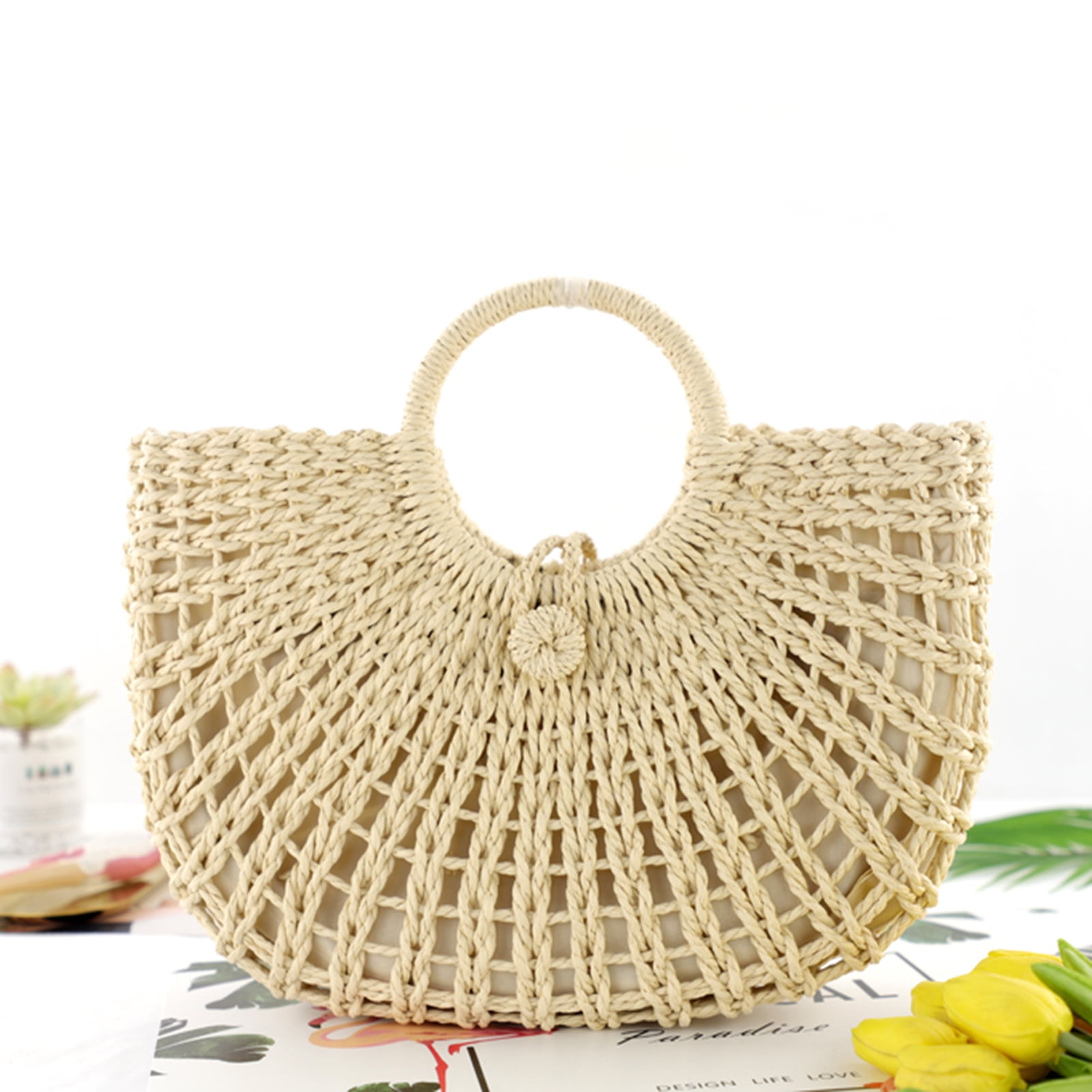 Cheers US Straw Bags for Women, Hand-woven Straw Small Hobo Bag