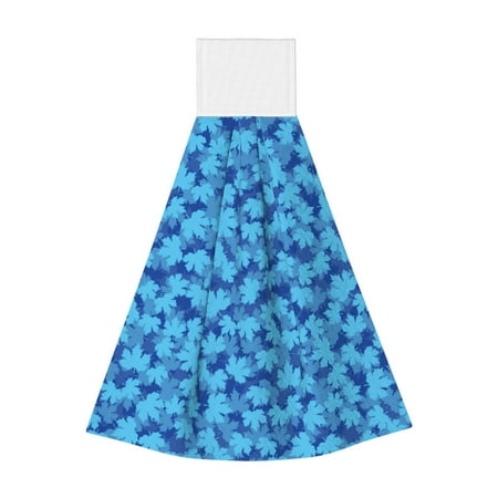 

Jgfou Blue Maple Leaf Print Coral Fleece Microfiber Hanging Hand Towel Soft Premium Dishcloths Multi-Purpose Dust and Stain Removal Cleaning Supplies