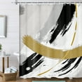 Black and Gold Abstract Shower Curtain, Chic Design White Grey Art