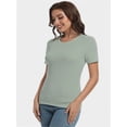 thumbnail image 3 of Fall Clothes Womens Crewneck Ribbed Long Sleeve Shirts Slim Fitted Tee Casual Basic Tshirt Top, 3 of 6