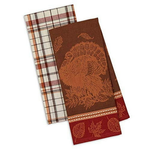 Design Imports Harvest Feast Thanksgiving Turkey Dishtowel Set of 2
