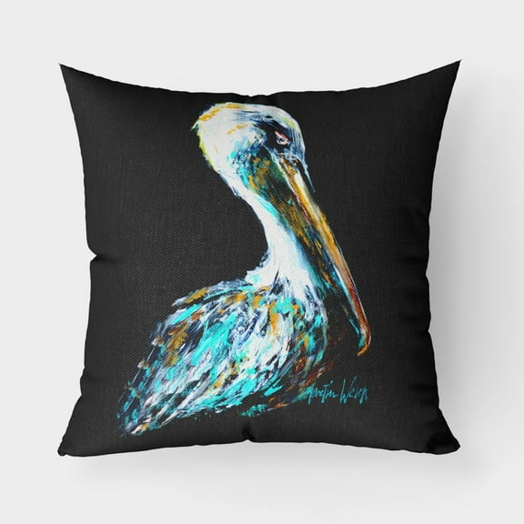 Carolines Treasures MW1164PW1818 Dressed in Black Pelican Canvas Fabric Decorative Pillow 18H x18W multicolor