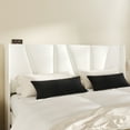 thumbnail image 4 of Amolife King Bed Frame, Upholstered Platform Bed with Wingback and Geometric Headboard, White, 4 of 14