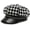 Black, variant on CoCopeaunts Plaid Newsboy Cap for Women PU Leather Newsboy Hats Tweed 8 Panels Octagonal Hats with Metal Chain Decoration