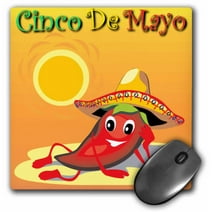 3dRose Cinco De Mayo Pepper Orange Background - Mouse Pad, 8 by 8-inch