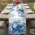thumbnail image 4 of Ocean Blue Octopus Table Runner - 90 Inch Long Coastal Coral Beach Nautical Starfish Cotton and Linen Blended Dress Scarves Farmhouse Table Runner for Kitchen Dining, Coffee Table, 13" x 90", 4 of 8
