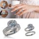 thumbnail image 2 of Minnieouse Anillo de compromiso de boda de primera calidad, cómodo de llevar, conjuntos de anillos nupciales de moda apilables dobles Ropa, zapatos y accesorios Miscelánea Plata 7, 2 of 6