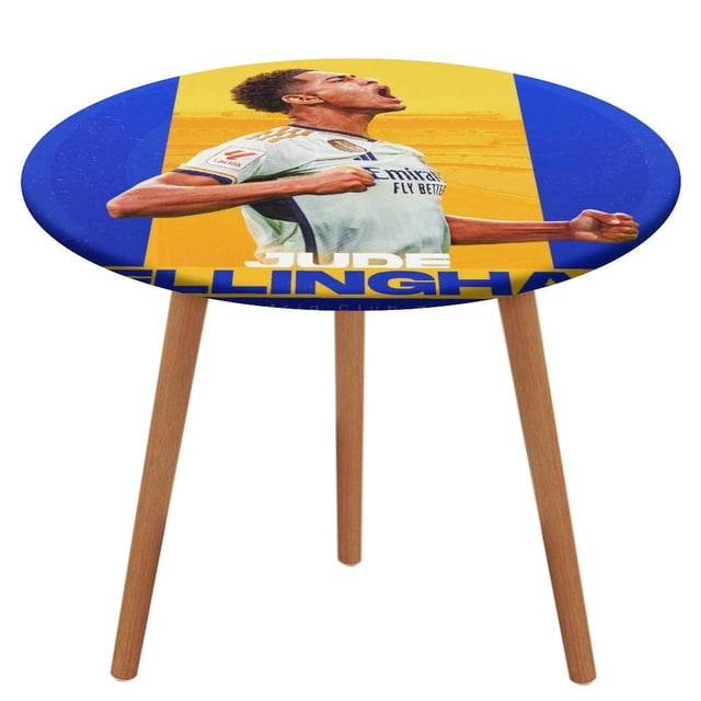 Jude Bellingham-theme Fitted Round Tablecloths Elastic Edged Table Covers Waterproof Table Cloth for Kitchen Holiday Party Tables Decor 120cm