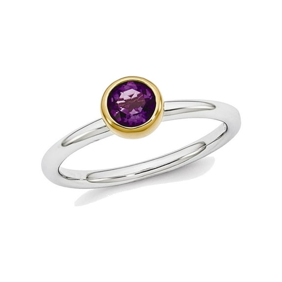 2/5 Carat Amethyst Solitaire Ring (Ctw) in Sterling Silver with Gold Plating for Women