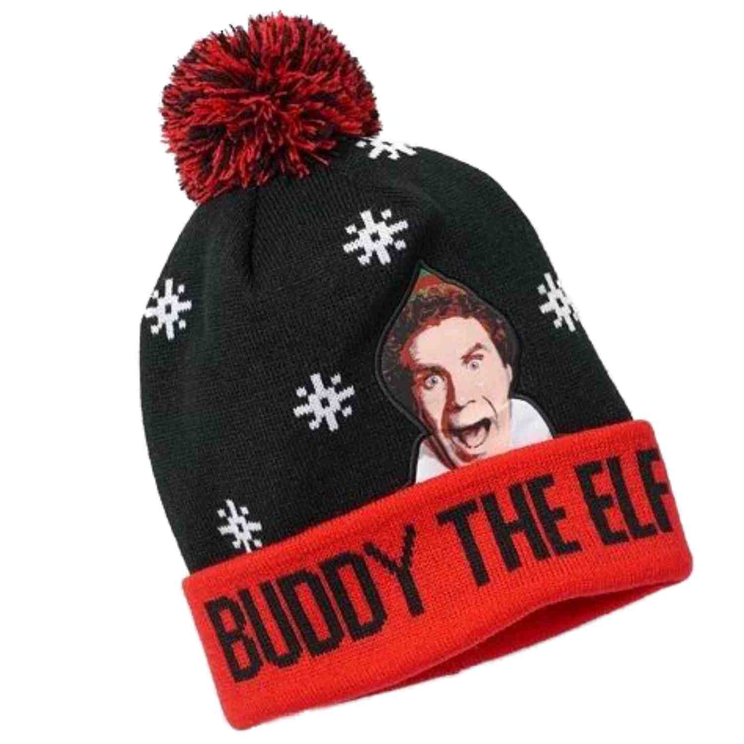 Mens Black \u0026 Red Buddy the Elf Beanie 