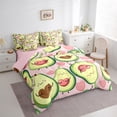 thumbnail image 3 of jejeloiu Kawaii Fruit Avocado 7pcs Bedding Comforter Set,Cartoon Heart Print Queen Bedding Sets,Green Pink Queen Sheet Sets For Boys Girls,Microfiber Bedroom Decor Reversible, 3 of 8