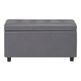 thumbnail image 3 of SIMPLIHOME Cosmopolitan 34 inch Wide Rectangle Lift Top Storage Ottoman in Upholstered Stone Grey Tufted Faux Leather, Footrest Stool, Coffee Table for the Living Room, Bedroom and Kids Room, 3 of 8