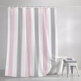 thumbnail image 3 of Pink Grey Stripe Shower Curtains for Bathroom, Modern Farmhouse Vertical Striped Waterproof Fabric Shower Curtain, Decorative Bathroom Curtain for Bathtub, 72"x84" , No Hooks Included, 3 of 9
