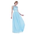 thumbnail image 2 of TiaoBug Womens Lace Chiffon Bridesmaid Maxi Dress Sleeveless Wedding Guest Party Evening Prom Gown Sky Blue 12, 2 of 7