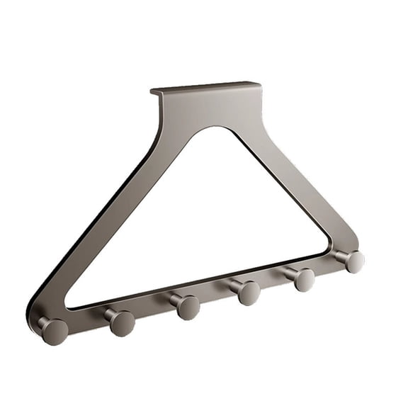 Heavy Duty Over The Door Coat Rack with 6 Hooks No Drill Installation Gunmetal Gray Space Saving Organizer