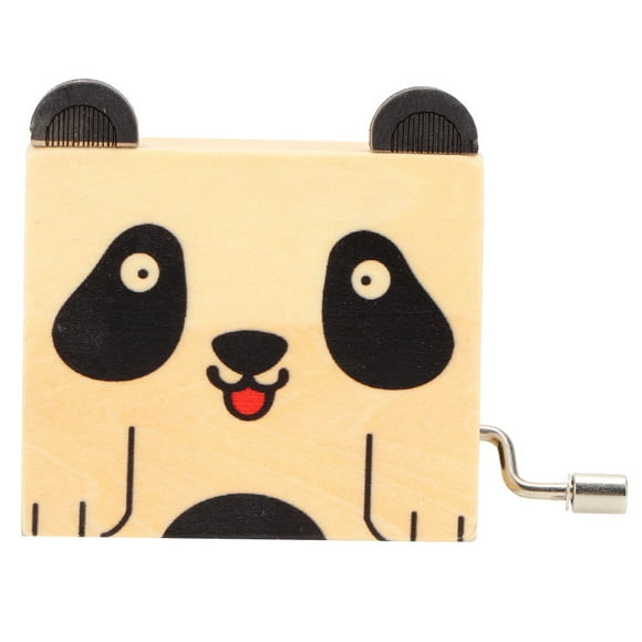 Yazoeia Cute Cartoon Animal Pattern Wooden Hand Crank Music Box Kids Gift Toy Panda Pattern AR-310-35078