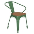 thumbnail image 2 of BizChair Commercial Grade Green Metal Indoor-Outdoor Chair with Arms with Teak Poly Resin Wood Seat, 2 of 13