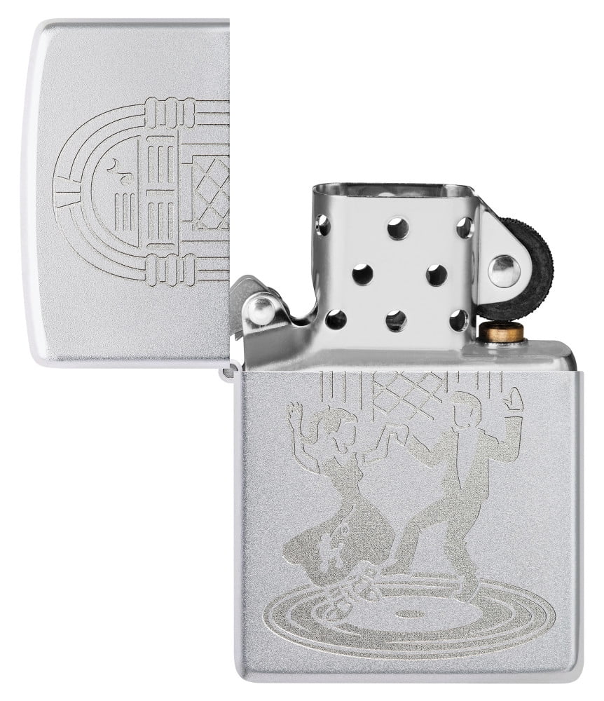Zippo Lighter: Swing Dancing Couple, Engraved - Satin Chrome 48728
