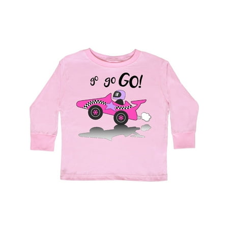 

Inktastic Go Go Go! pink racing car Gift Toddler Boy or Toddler Girl Long Sleeve T-Shirt