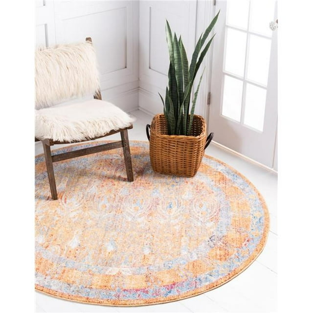 Unique Loom 3143209 3 Pi 3 Po x 3 Pi 3 Po Tapis Rond Williamsburg Brighton&44; Orange