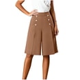 thumbnail image 3 of Cutuoiiu Women's Summer High Waist Button Decor Wide Leg Knee Length Shorts for Casual Daily Wear, 3 of 6