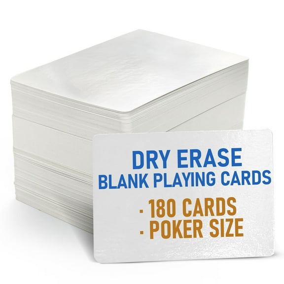 LotFancy Blank Playing Cards, 180Pcs, Dry Erase Cards, Reusable Flash Cards to Write on, Poker Size
