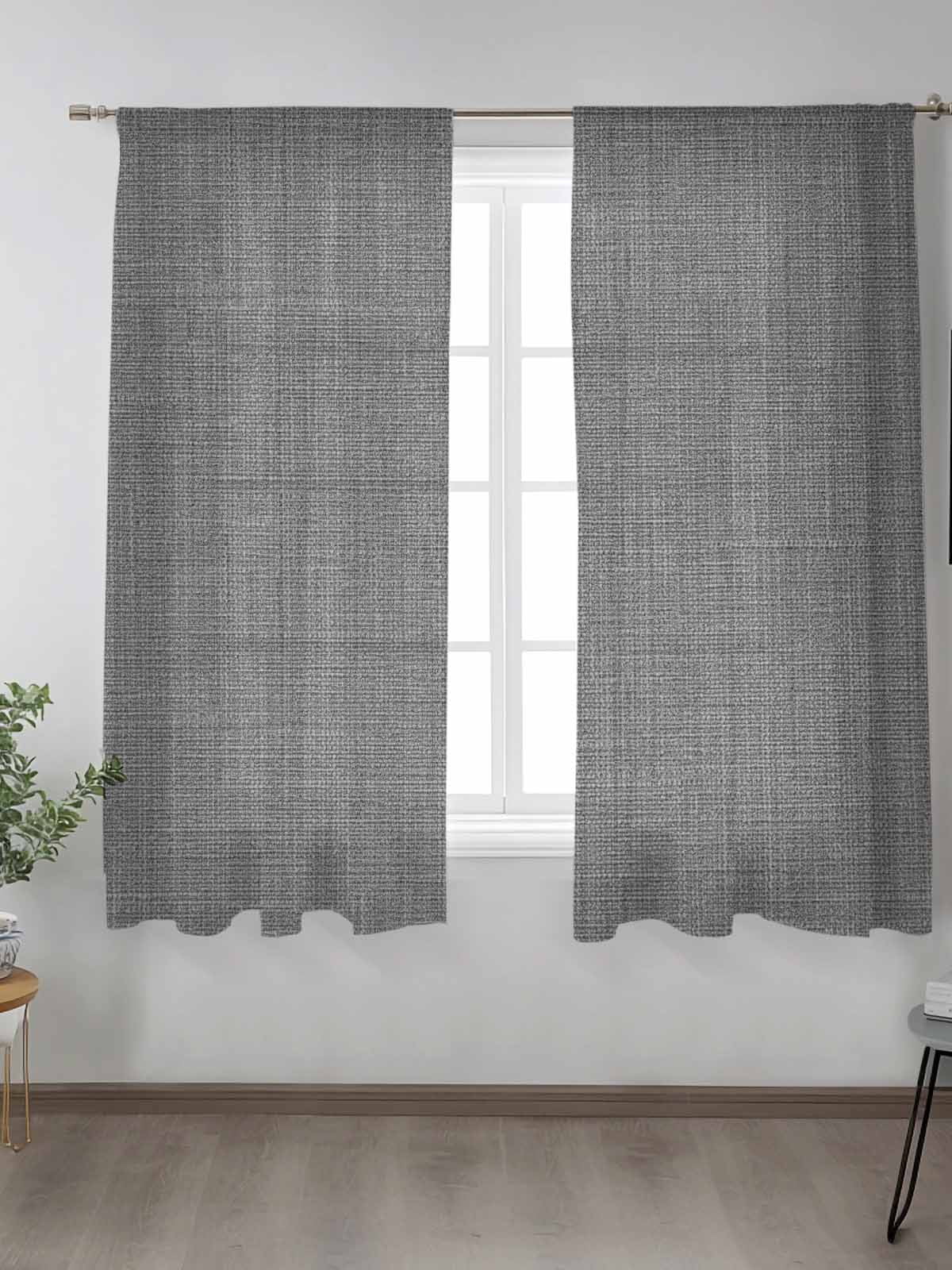 Dark Grey Linen Sheer Curtains 63 Inch Long 2 Panels, Farmhouse Pure Color Country Farm Light Filtering Rod Pocket Semi Sheer Curtains, Sheer Voile Drapes for Living Room Bedroom, 52"x63"