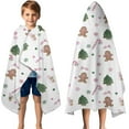 thumbnail image 3 of White Christmas Gingerbread Man Pattern Hooded Bath Towel，50"x30" for Ages 3 To 12 Kids, Quick Dry Lightweight Soft Microfiber Hood Beach Towel Cover Up for Kids, 3 of 7