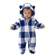 thumbnail image 2 of Gamivast Romper Jumpsuit Baby Fleece Plaid Sherpa Winter Snowsuit Toddler Warm Hooded Outerwear with Cute Bear Ears Full Zip Outfit for Infant, 2 of 6