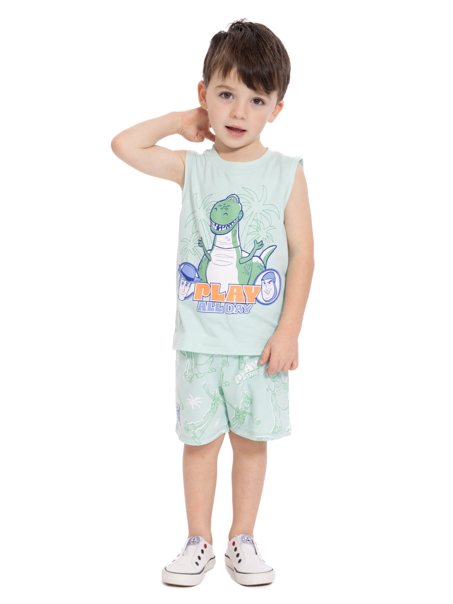 Disney Pixar Toy Story Toddler Boys Graphic Tank Top and Matching Allover Print Shorts Set, 2-Piece, Sizes 12M-5T