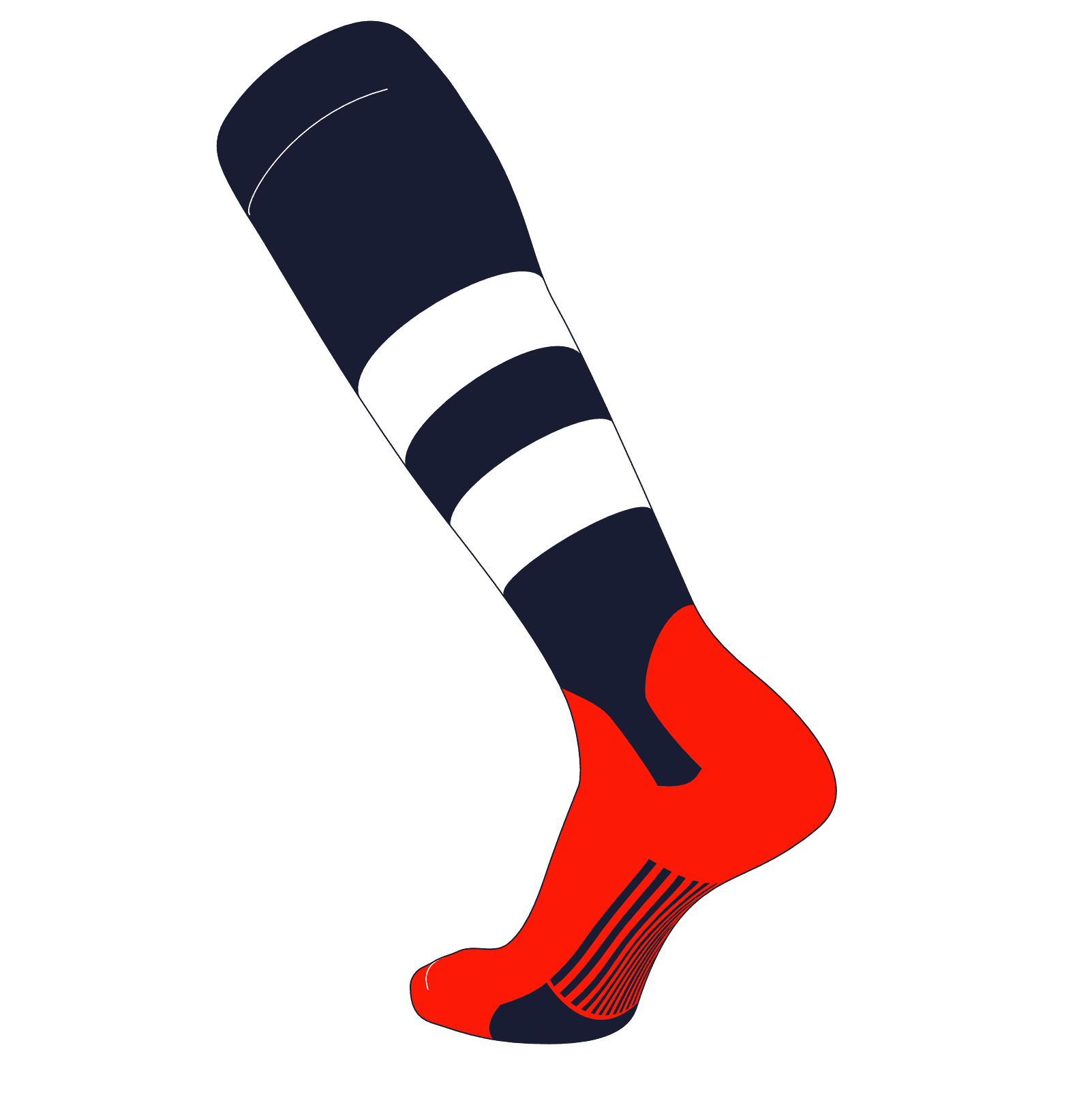 TCK Elite Baseball Knee High Stirrup Socks (G, 5in) Dk Navy, White, Dk Navy, NEON Orange (L