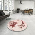 thumbnail image 3 of Ahgly Company Indoor Round Abstract Light Coral Pink Abstract Area Rugs, 3' Round, 3 of 6