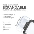thumbnail image 3 of JUST COOK 3-Compartment Rectangular Glass Food Storage Container with Expandable Lid, Silver Blue, 3 of 4