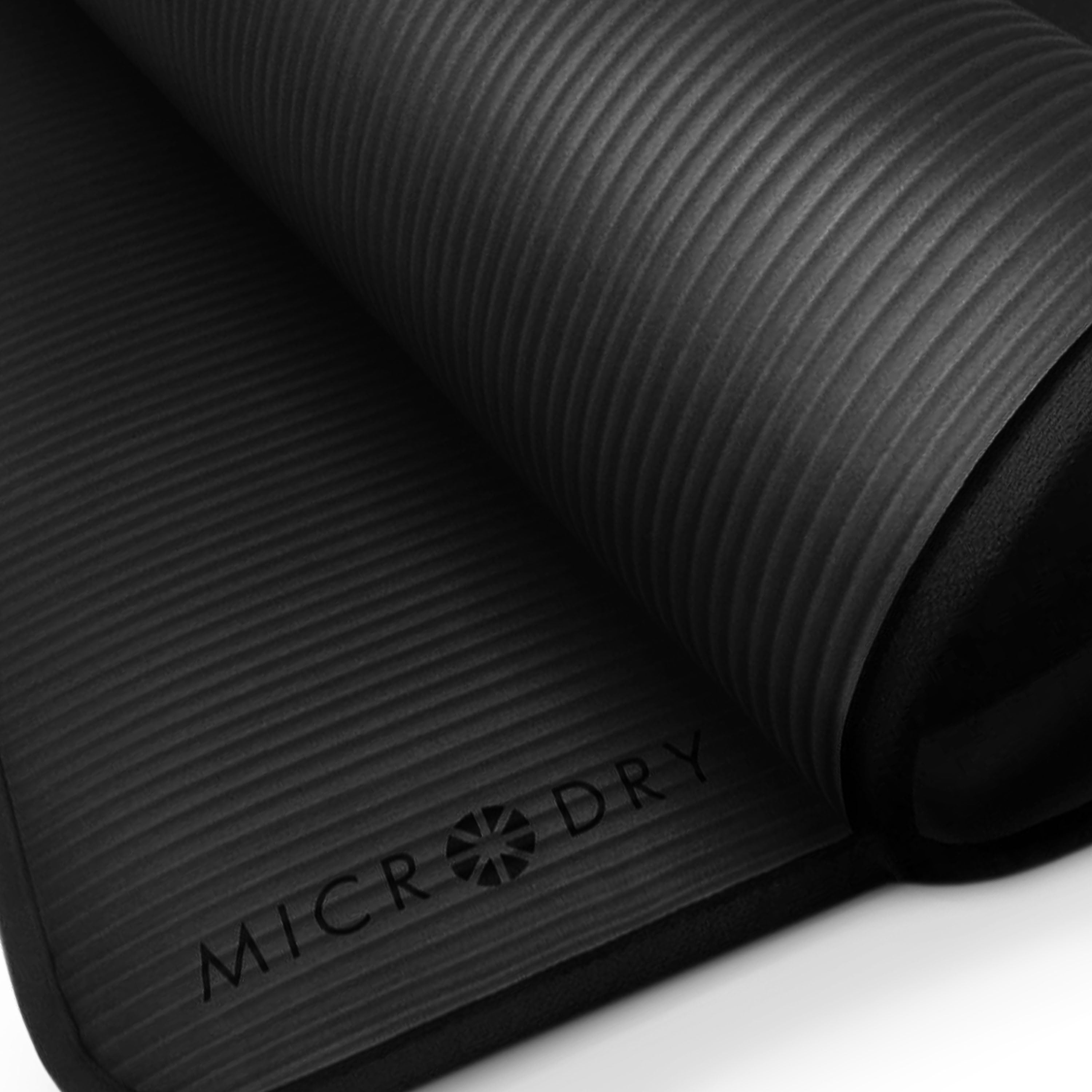 Microdry - Multi-Purpose Fitness Mat 8mm - Padded, Skid & Tear Resistant 24" x 72" Black