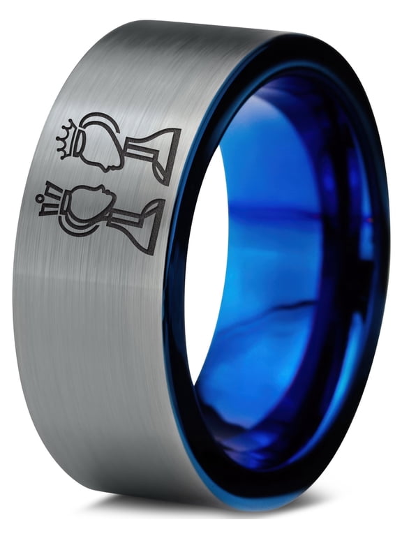Mens Wedding Ring Gray Gamer Tungsten Valentine 60th Birthday Gift for Men Funeral Nerdy Gifts