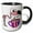 Black/White, variant on 3drose, Funny Cool Pink Flamingo Bird Drinking Coffee Pop Art, 11oz Two-tone Blue Mug
