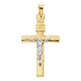 thumbnail image 2 of Ioka-14K Two Tone Gold Crucifix Pendant with 3.1mm Figaro 3+1 Chain Chain Necklace - 24", 2 of 4