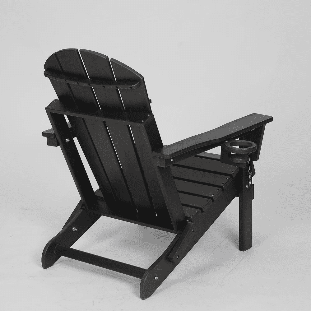 WGYPRIME Folding Adirondack Chair with Dual Cup Holder, Composite  All-Weather Adirondack Chair, Adjustable Adirondack Chair with Wood Texture