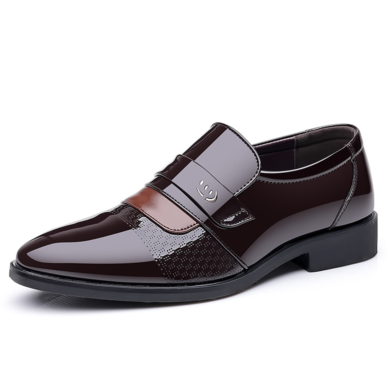 Dakaela Mens Dress Loafers Leather Business Slip on Oxford Shoes Classic Formal Wedding Sneakers Brown 8