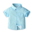 thumbnail image 7 of Akiihool Boys School Uniform Pique Polo Shirts with Short Sleeves (Sky Blue,18-24 Months), 7 of 7