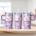 thumbnail image 2 of 20OZ Insulated Purple Butterfly Coffee Mug with Handle Stainless Steel Travel Tumbler Gift for Women Girls on Birthday Christmas Home Office Commute, 2 of 6