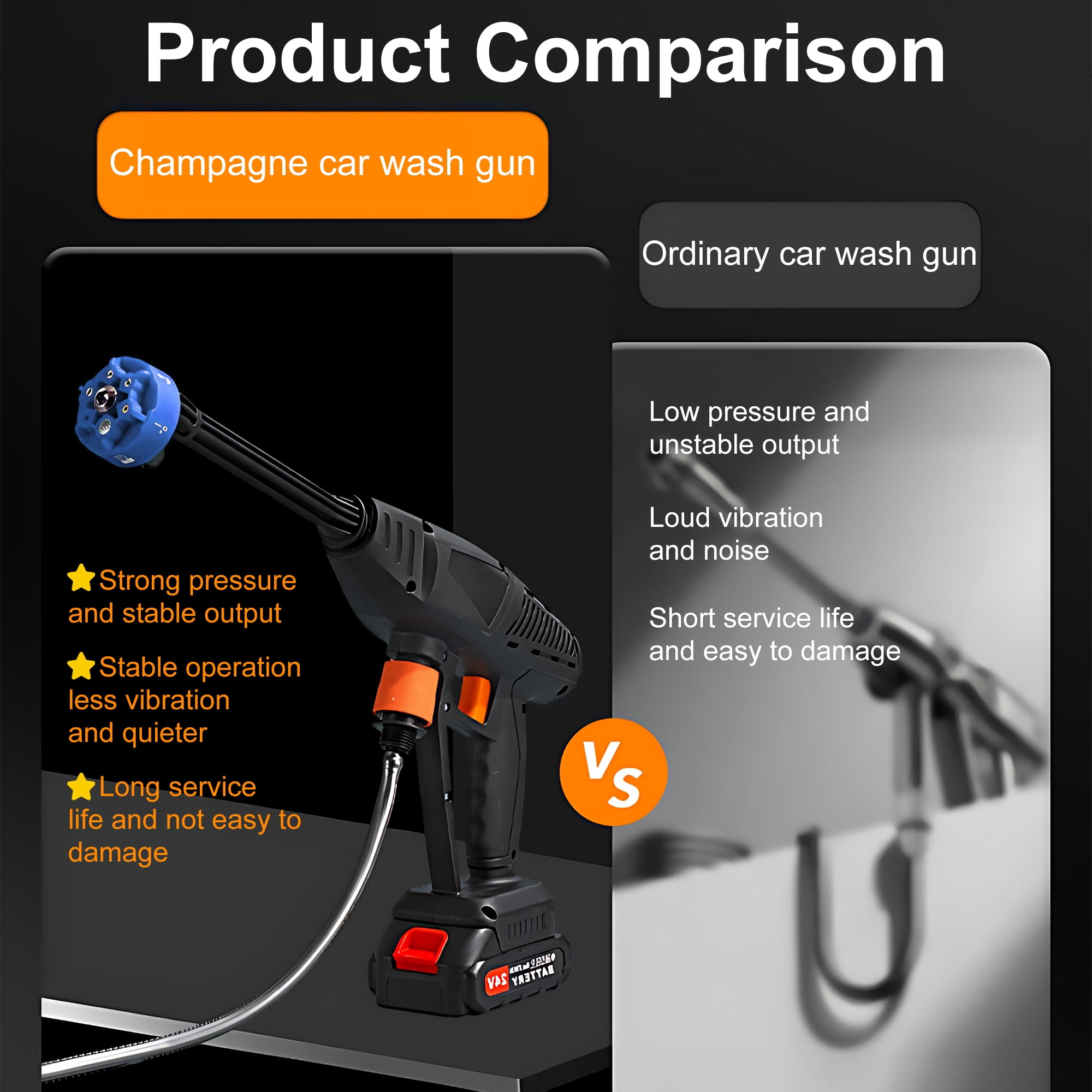 Pecham 48V Cordless Pressure Washer, 900PSI Portable Car Washer with 2 x Rechargeable Battery, High Power Handheld Washer with 7-in-1 Adjustable Nozzle for Car, Floor, Fence, Garden
